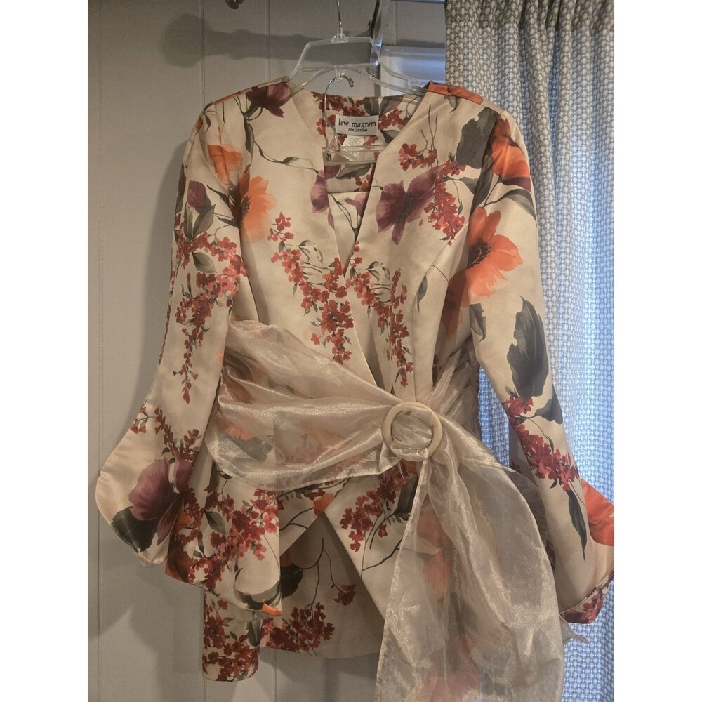 LEW MAGRAM COLLECTION MULTICOLORED LONG SLEEVE JACKET & SKIRT  SET SIZE 16